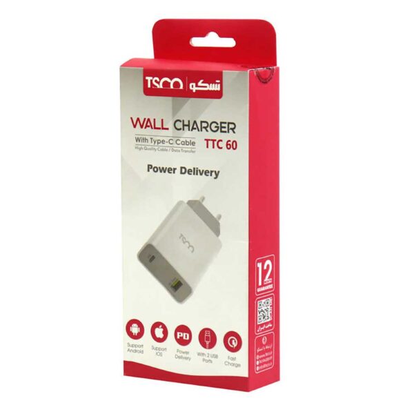 شارژر دیواری تسکو مدل TTC 60 QC3.0 PD 27W